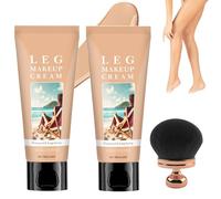 2PCS Leg Makeup, Body Coverage Perfector Waterproof,All Over Complexion Perfector With Extra Large Body Makeup Brush,Tattoo Cover Up Cream,48h Long Lasting Wear (#02)
