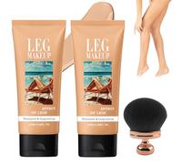 2PCS Leg Makeup, Body Coverage Perfector Waterproof,All Over Complexion Perfector With Extra Large Body Makeup Brush,Tattoo Cover Up Cream,48H Long Lasting Wear (#02)