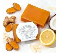 2Pcs Lemon Kojic Acid Soap, Turmeric Soap Bar, Natural Handmade Kojic Acid Soap for Face & Body, Moisturising Cleansing Soap Gentle Cleansing for Dark Spots, Uneven Skin Tone