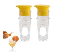 2Pcs Lemon Squeezer,Manual Lemon Juicer Squeezer,BPA-Fre e Plasti-c Lime Juicer,Citrus Juicer And Lemon Pourer,Compact Juice Extractor Citrus Press With Lid & Built-in Filter