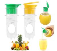 2Pcs Lemon Squeezer New Screw Top Lemon Squeezer Manual Juicer with Built-In Filter Lemon Press Portable Orange Citrus Squeezer for Lime Squeezer for Cocktails Drinks (Green+Yellow）
