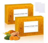 2PCS Lemon Turmeric Kojic Soap, Turmeric Soap Bar for Face & Body,Natural Turmeric Handmade Soap for All Skin Types