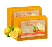 2PCS Lemon Turmeric Soap Bar-Kojic Acid Soap-Face&Body Handmade Bar -Anti-Acne, Dark Spots, Hyperpigmentation, Smooth Skin,Rich Foameteanses-Organic Unisex Skincare For Women Men-Luxe Handcrafted Gift
