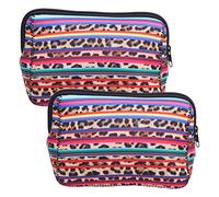 2pcs Leopard Print Neoprene Makeup Bag Cosmetic Case Travel Organizer Large Capacity Portable Makeup Pouch for Women Girls 14cm x 21cm x 9.5cm (6 ID: 16.5mm / 0.65in, Circumference: 50-53mm)