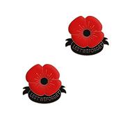2pcs Lest We Forget Poppy Flowers Brooches Pins Breastpin Remembrance Sunday Red Flower Rhinestone Badges Banquet Enamel Poppy Lapel