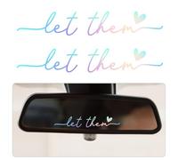 2pcs Let Them Rear View Mirror Sticker, Vinyl Car Mirror Decals Exquisite Vanity Mirror Sticker Positive Affirmation Car Decals Car Decor Accessories for Women Gifts