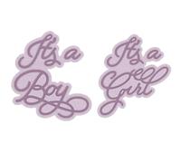 2PCS Letters Metal Cutting Dies for Card Making It's a Boy, It's a Girl Alphabets Metal Die Cuts for DIY Scrapbooking Paper Crafting Embossing Carboon Steel Stencil Template Molds Craft Projects