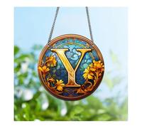2Pcs Letters Suncatchers Craft Kit, A-Z Acrylic Rainbow Suncatcher Window Hanging Decoration, Outdoor Garden Decor(Y)