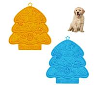 2PCS Licky Mats for Dogs & Cats, Christmas Tree Silicone Slow Feeder with Suction Cups for Pet Slow Feeding Bathing,Training