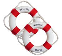 2Pcs Life Preserver Ring, 8 Inch Pool Safety Ring with Perimeter Rope, Portable Lightweight Throwable Flotation Device, Mediterranean Decor for Swimming Pool, Lake, River, Seaside Life Preserver