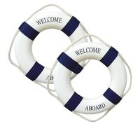 2Pcs Life Preserver Ring Decoration, Easy to Hang Pool Safety Ring with Perimeter Rope Mediterranean Decor for Swimming Pool Lake River Seaside Home Bar