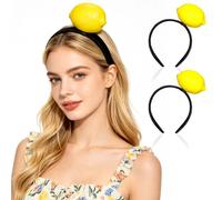 2pcs Lifelike 3d Fruit Headband in Yellow Polyester and Plastic | Cute Headdress for Birthdays and Holidays, Comfortable Wear, Hair Hoop
