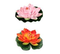2pcs Lifelike Artificial Lotus Flower Orange Eva Floating Pool Decor