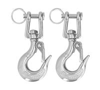 2Pcs Lifting Clevis Chain Hook, 304 Stainless Steel Rigging Accessory with Safety Latch, Slip Hook for Construction Cranes, Port Loading, Forestry Machinery and Industrial Lifting (3/8（1000kg）)