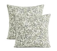 2PCS Light Green Vintage Floral Pillowcase Set, 45x45cm Modern Pillow Cases | Decorative Throw Pillow Covers Double Sided Floral Pillows Beautiful Plant Leaf Pattern, Soft Breathable Polyester for Sofas
