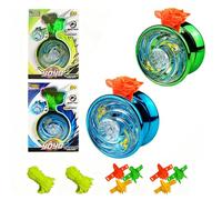 2Pcs Light Up Alloy Yo-Yo for Beginners - Yo-Yos for Tricks with Extra Strings - Professional Ball With Unresponsive Bearing (Blue + Green)