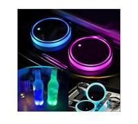 2PCS Light up Car Coasters for Cup Holders, LED Car Cup Holder Lights 7 Color-Changing Light Up Cup Holder Insert Coasters, Waterproof Car Accessories for Teens, Car Gifts for Men & Women