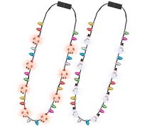 2PCS Light up Christmas Necklace, 2 Kinds of Christmas Party Favors, Colorful Xmas Light Decorations 3 Modes Wearable Christmas Lights for Xmas New Year Party Supplies Ugly Sweater Decor