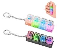 2Pcs Light Up Keyboard Fidget Toy, 4-Button Heart Keycap LED Clicker Fidget Keyboard - Transparent Black & White Keychain Stress Relief Toy, All Ages