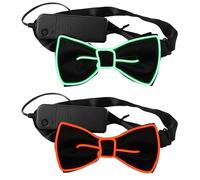 2Pcs Light Up Neckties/Bow Ties/Suspenders, 3 Flash Modes Men Women LED Luminous Tie Bowties Suspenders, Adjustable Illuminated Costume Accessory for Parties, Bars, Halloween, School, Prom Show