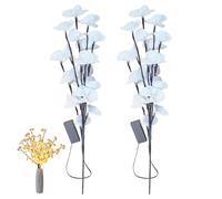 2Pcs Lighted Branches, White Butterfly Orchid Branch Lights Artificial Phalaenopsis Bouquet Decorative Flower Shape Lamp for Home Vase Decoration