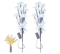 2Pcs Lighted Branches, White Butterfly Orchid Branch Lights Artificial Phalaenopsis Bouquet Decorative Flower Shape Lamp for Home Vase Decoration