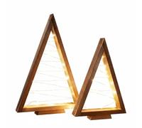 2PCS Lighted Christmas Table Decorations, Light Up Wooden Christmas Tree, 2026 Handmade Tabletop Xmas Tree with Light for Farmhouse Home Kitchen Table Mantle Shelf Party Decor (Style B)