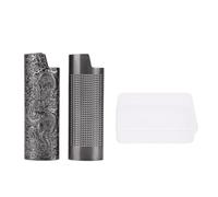 2Pcs Lighter Case, Metal Vintage Cover Holder with Stereoscopic Relief Grid and Dragon Pattern, for J6 Protective Box Bar Club Collection (Gray Black)