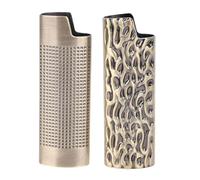 2Pcs Lighter Case, Protective Storage with Bic Case Lighter Sleeve Metal Cover for Daily Use, Travel, Parties and Bars Vintage Style (Bronze)