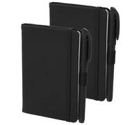 2Pcs Lined Journal Notebook 160 Pages Small Leather Notepad with Pen A6 Pocket Size Notepad with Elastic Band Pen Loop Fits Student Worker Record Homework Work Content Plan 5.5" X 3.7" Black