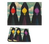 2PCS Linen Table Placemats 12x18 Inch, Rectangle Heat Resistant & Non-Slip Table Mats, Terrible Witches Place Mats for Kitchen, Office, Party Decor
