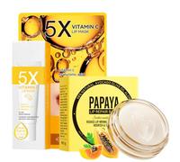 2PCS Lip Balm Set, VC Lip Mask Papaya Lip Balm Lip Care Gift Set, Brightening Moisturizing Soothing Lip Repair Moisturizer Set for Dry Peeling Cracked Lips, Christmas Make up Gift for Women Girls