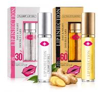 2PCS Lip Plumper Extreme Set, Hydrating Lip Gloss Plumping for Fuller Lips | Ginger Plumping Lip Gloss Oil, Lip Moisturizer for Dry Lips, Lip Enhancer Oil for Thicker Fuller Lips (5ml, 30% + 60%)