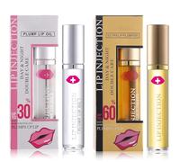 2PCS Lip Plumper & Hydrating Oil Set, Day & Night Lip Enhancer for Fuller, Moisturized Lips, Reduces Lines, Boosts Volume, 5ml Each