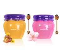2PCS Lip Sleeping Mask, Honey Sakura Moisturizing Lip Balm Skincare Set with Stick, Day Night Repair Lip Mask Lip Moisturiser, Plumping Lip Hydrating & Prevention Dry and Crack Lip Scrubs Exfoliator