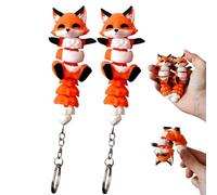 2PCS Little Fox Magnetic Fidget Keychain - 3D Printed Handheld Stress & Anxiety Relief Toy, Cute Fox Keychain Toy Companion for On-the-Go