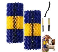 2PCS Livestock Scratching Brush, Scratcher Post with Cleaning Brush, Grooming and Massage Brushes for Goat Horse Cow, Animals Back Scratching Itch Brushes (Blue 2, 2 pack)