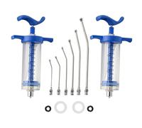 2Pcs Livestock Small Animal Pet Bird Syringe Gun Drench, 6Pcs Curved Gavage Feeding Tubes, Metal Head Prevents Bite Damage (50ML)