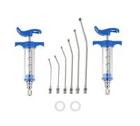 2Pcs Livestock Small Animal Pet Bird Syringe Gun Drench, 6Pcs Curved Gavage Feeding Tubes, Metal Head Prevents Bite Damage (20ML)