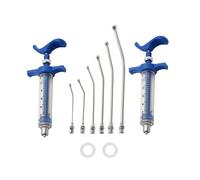 2Pcs Livestock Small Animal Pet Bird Syringe Gun Drench, 6Pcs Curved Gavage Feeding Tubes, Metal Head Prevents Bite Damage (10ML)