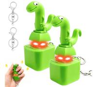 2PCS Lizard Keyboard Fidget Toys, Lizard Button Keyring, Lizard Clicker Fidget Toy with Quacking Sound & Light, Funny Sensory Stress Toys for Kids Adults Anxiety Relief Gifts