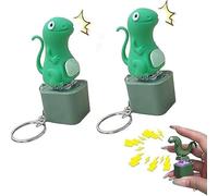 2Pcs Lizard Keychain Sound, Rechargeable Lizards Anxiety Relief Keychain Button, Keyboard Fidget with Quacking Sound & Colorful Light for Office Travel Use (B)