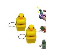 2PCS Lizard Keychain with Sound & Light - 2026 New Adults Keyboard Clicker Fidget Accessory, Quacking Clicky Decompression Keyring for Stress Relief (Yellow)