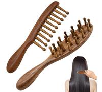 2Pcs Loc Brush for Dreads, Golden Sandalwood Lock Brush with Wide Teeth for Scalp Massage, Gentle Detangling on Hair, Comfort Grip Handle for Fatigue Relief