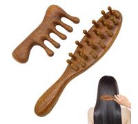 2Pcs Loc Comb for Sisterlocks, Handcrafted Wooden Scalp Massager Comb - Natural Brush & Detangling Tool for Dreadlocks, Curly Hair | Portable Set for Massage, Gua Sha & Facial Care