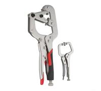 2PCS Locking Welding Clamp Set 10" Pipe Plier with 5" Mini C-Clamp | Alloy Steel Construction, Rubber Grip Handles, Fits 1-3in Pipes, 2-piece Set For Large And Small Welding Tasks