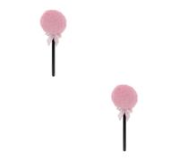 2pcs Lollipop Powder Puff with Long Stick, Plush Fairy Wand Makeup Tool | Pink Fluffy Bow Design, Gentle Even Coverage for Loose Powder, Body Skin, Tutorials and All-Over Application
