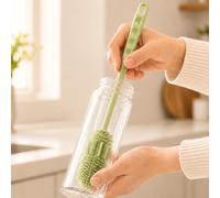 2PCS Long-Handled Silicone Cleaning Brushes for Cups & Bottles, Reusable Flexible Brush for Kitchen, Bathroom, Car Interior & Household Cleaning,Sage Green