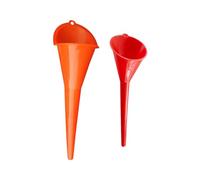 2PCS Long Neck Oil Funnels, Multi-Purpose Spill Saver Funnel, Plastic Funnel for Filling Automotive Oils Lubricants Engine Oils Water Diesel Fuel Kerosene and Other Liquids (Small Red+Orange)