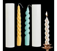 2PCS Long Twisted Silicone Candle Molds, 3D Pillar Candle Molds for Aromatherapy Candle Soap Wax Making, Unique Rod Resin Molds Silicone, DIY Epoxy Casting Clay Craft